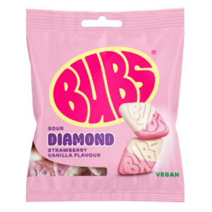 Bubs Sour Diamond, Strawberry/Vanilla 12x155 gr. (VEGAN)